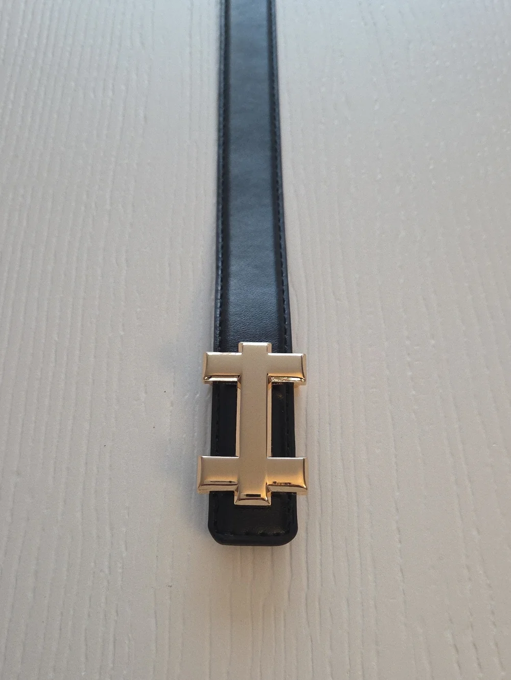 Black Belt With Gold H Buckle